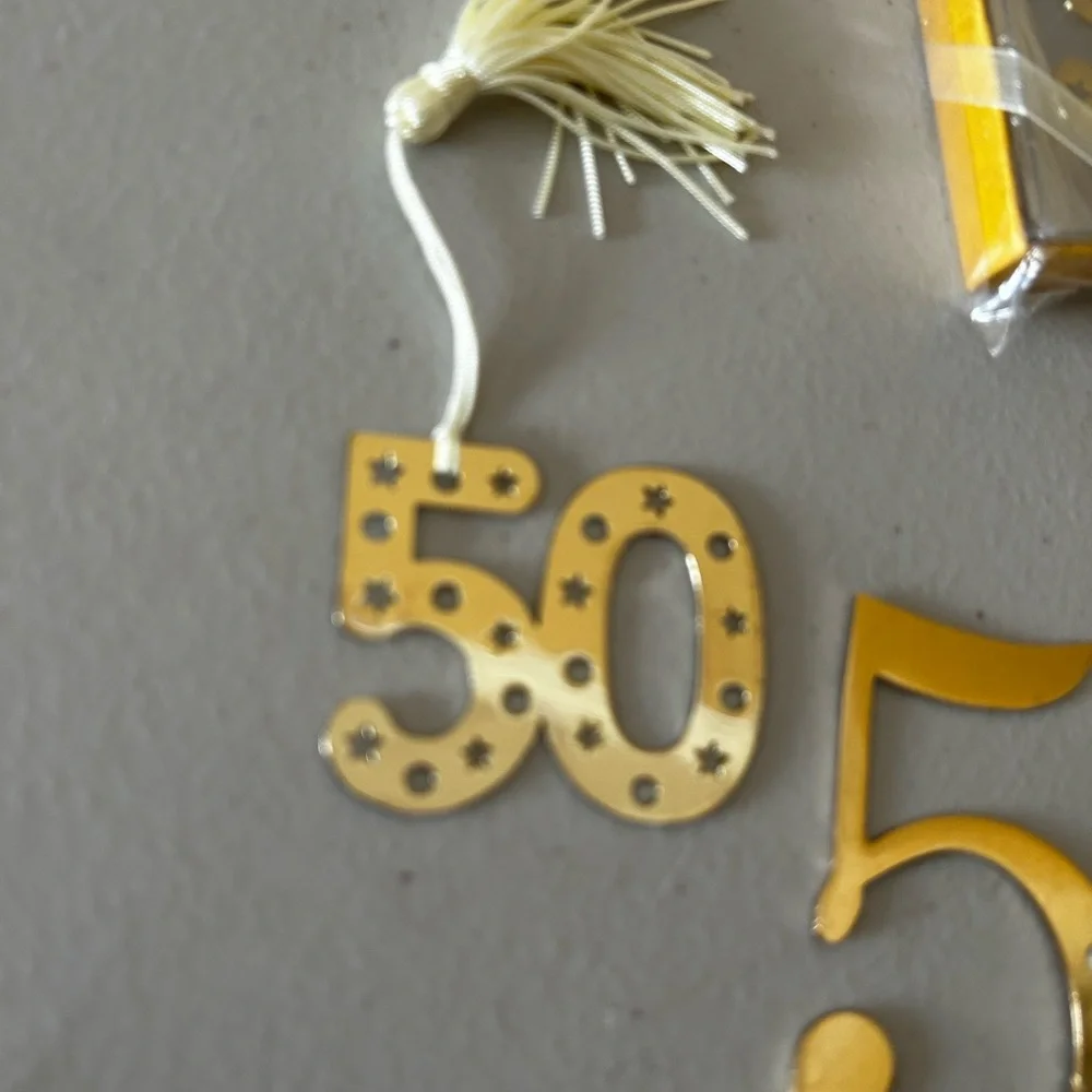 Silver and Gold Glitter Number 50 Cake Toppers and Candles